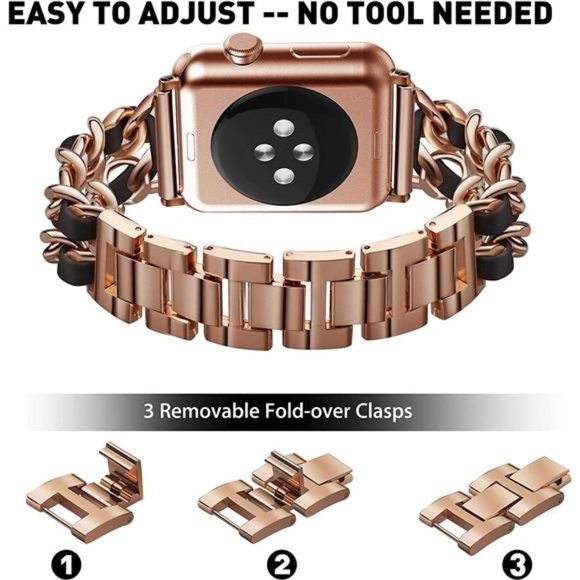NEW Bling Gold/Black Apple Watch Band with Case
